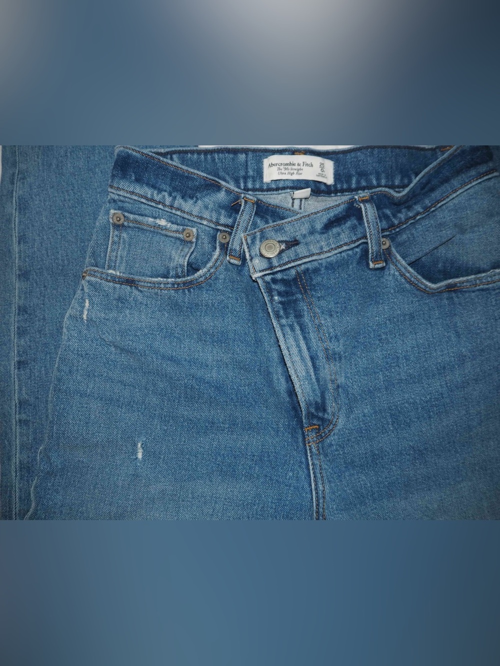 Abercrombie & Fitch The 90s Straight Ultra High Rise Criss Cross Waist Jeans 25
